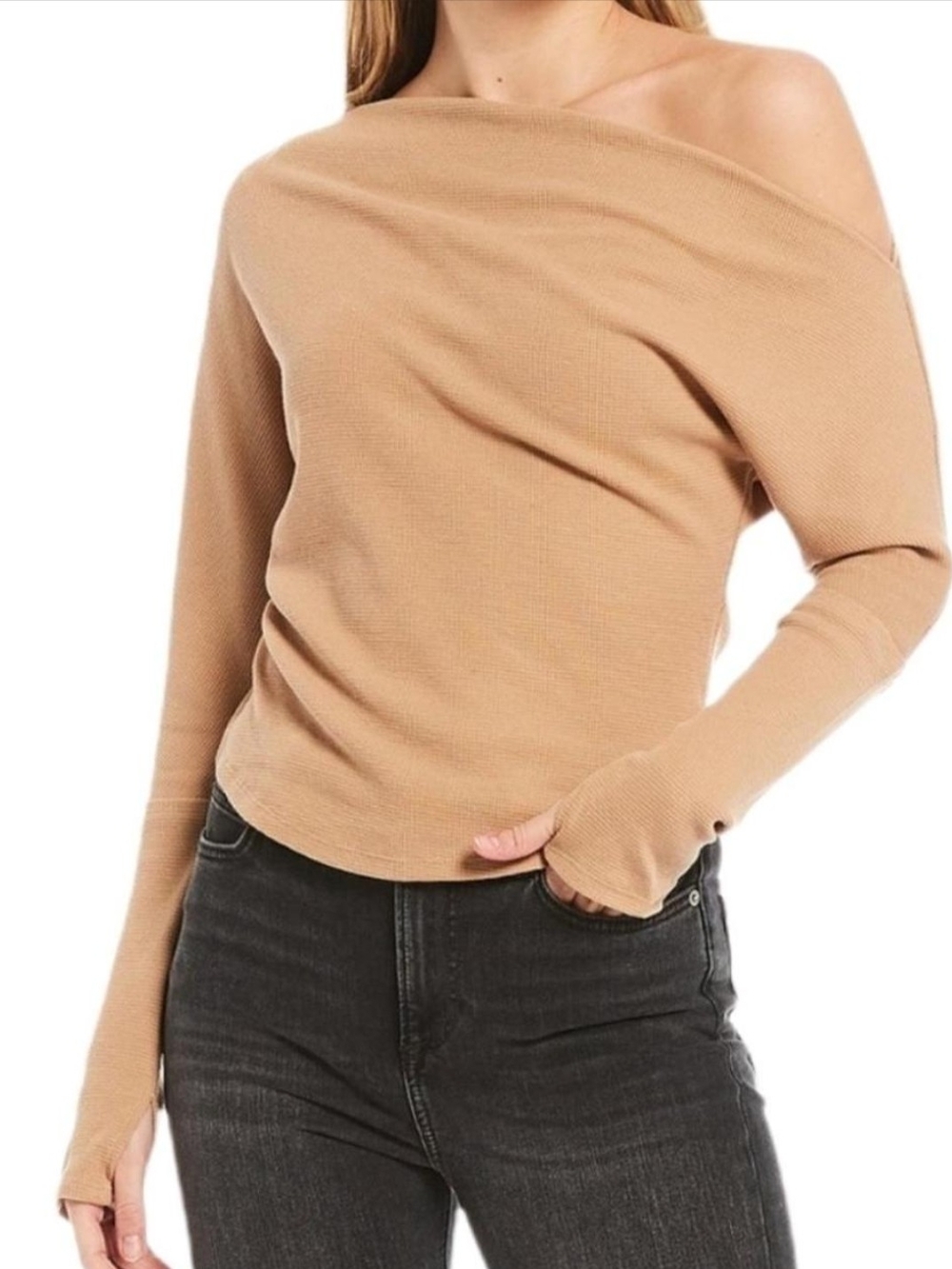 Free People Off-the-Shoulder Too  in Camel Tan NWT Size Small.
